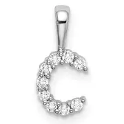 14k White Gold 1/10 Ct. Lab Grown Diamond VS/SI+ G+ Letter C Initial Pendant