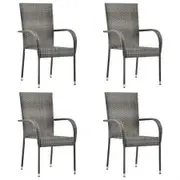 Stackable Outdoor Chairs 4 pcs Grey Poly Rattan