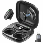 Mini Wireless Microphone for iPhone/Android/PC/Tablets,Lapel Mics with USB-C Lightning Plug,AI Noise Cancelling with Charging Case for Stream,Vlog