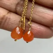 Gift Idea, Ladies Earrings | Carnelian Threader Earrings in 925 silver