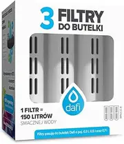 [Dafi] Replacement Water Filter Cartridge for Water Purification Bottles, Set of 3, Soft Solid, Compatible with Japanese Specifications, White