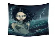Lightning Sea Storm The Luminous Eyed Mermaid Tapestry