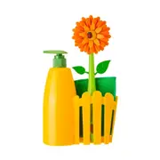 3pc Vigar Flower Power Sink Caddy/Dish Brush/Sponge Set w/340ml Dispenser Orange