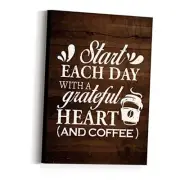 JANLAN Retro Style Coffee Quote Canvas Prints Wall Art - Start Srart Each day