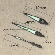 14mm Black Trim Arrow Shape Green Luminous Watch Hands for ISA 2331 Movement
