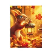 Velveteen Plush Blanket Autumn Squirrel with Acorn Lantern