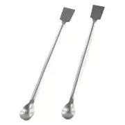 Double End Stainless Steel Lab Sampling Spoon Spatula Tool (20cm Length 2Pcs)