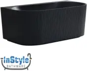 Bari- 1500mm Back To Wall Fluted Freestanding Bath Tub- MATT BLACK