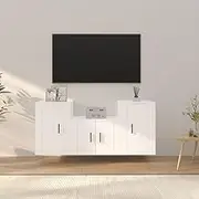 3 Piece TV Cabinet Set White Engineered Wood Entertainment Centres