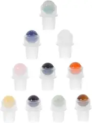 ERINGOGO 10pcs Essential Oil Roller Balls with Natural Jade Stone for Refillable Bottles Leakproof Applicator for Aromatherapy Easy Assembly and Reusable Design