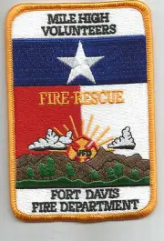 Fort Davis Fire - Rescue, Texas "Mile High" (2.75" x 4.25" size) fire patch