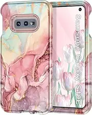 Btscase for Samsung Galaxy S10e Case, Heavy Duty Three Layer Marble Shockproof Full Body Rugged Hard PC+Soft TPU Bumper Drop Protection Women Girls Cover for Galaxy S10e, Rose Gold