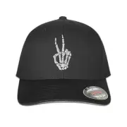 Skeleton Peace Hand Black Flexfit Hat Premium Cap Best BDay Gift for Him