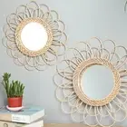Sun Shape Decorative Mirror Wall Hanging Bathroom Dressing Rattan Innovative Art