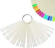 JASSINS 50 Pcs False Nail Sticks Polish Board Nail Polish Practice Display Art Tips with Metal Split Ring (D#-Beige 50)