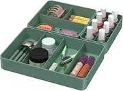 CHANCETSUI Drawer Organizer Storage Tray Set – Modular, Stackable Bins for Vanity, Bathroom, Makeup & Personal Care – Boho Style Plastic Trays with Customizable Slots, Durable & Space-Saving Design