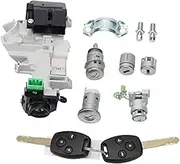 Complete Lock Set Ignition Switch Door Lock Cylinder Immobilizer 8E Chip, for Accord, 2006-2007 Auto Ignition Lock Cylinder(Black Full Set-4 Button)