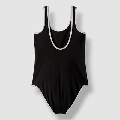 Hobie Swimwear Kids Girls Black Striped Scoop-Neck Swim One-Piece Swimsuit Sz 7