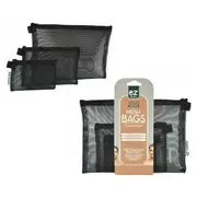3 Pcs Mesh Zip Bag Set Multi Purpose for Travel, Home Storage, Assorted Sizes