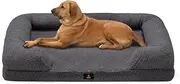 [Petzly] Dog Beds for Extra Large Dogs, Memory Foam Pet Bed, Orthopedic Dog Beds with Removable Washable Cover, Non-Slip Bottom and Egg-Crate Foam Large Dog Couch Bed, X-Large, Grey