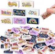 Dunzoom 100 Pcs Inspirational Pencil Erasers Bulk for Kids Fun Motivational Eraser School Supplies Back to School Office Supplies for Classroom Office Teacher Artists (Boho)