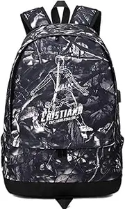 Soccer Player Star Luminous Multifunction Backpack Cristiano Ronaldo Luminous Ball Storage Backpack Sports Equipment Depositary Multifunctional Student Bookbag for Men Women,4