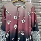 NXH womens medium half button top ombre lace patchwork blouse nwt