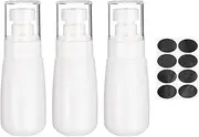 sourcing map 3Pcs Small Spray Bottles, 60ml/2 oz Travel Size Spray Bottle Fine Mist Empty Refillable Travel Containers with Labels for Perfume Cosmetic Essential Oil (White/Clear)