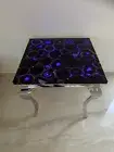 Black Geode Agate Coffee Table, Agate Table Top, Lit Agate Table Decor
