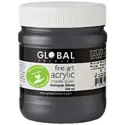 Global Colours Acrylic Paint Zero VOC 500mL Antique Silver