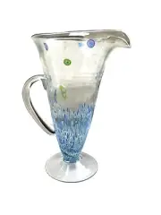Amici Hand Blown Glass Floral Confetti Pitcher NWOT