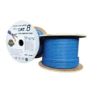 500Ft CAT8 Solid S/FTP Bulk Wire 23AWG 40Gbps Blue