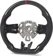 Carbon Fiber Perforated Leather Steering Wheel, Hand Stitched, Red Stitching, Racing Design for S JCW F54 F55 F56 F57 F60 LCI2 2022-2024, Real Carbon Fiber, Black Perforated