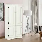 Storage Cabinet Kitchen Organizer Floor Cupboard Doors Antique Cream White/Black