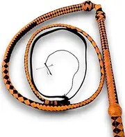 [LP Leather Phobia] Bullwhip 6ft Genuine Leather Indiana Jones Style Whip for Equestrian Training & Cracking, Kangaroo Hide Leather Stock Whip