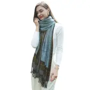 ANYYOU 100% Pure Merino Wool Sky Blue Poncho Winter Large Scarf Pashmina Shawl Bandana Neck Wrap For Women