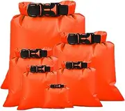 [Generic] 6 Pcs Waterproof Bag Dry Sacks Kayaking Accessories for Boating Camping, Orange