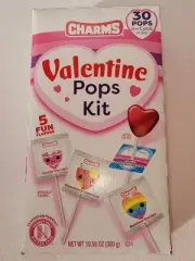 Charms Valentine Pops Kit 5 Fun Flavors - 30 Pops plus Cards on Box 10.58 oz