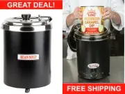 6 Qt Black Soup Kettle Warmer Commercial Chili Nacho Cheese #10 Can Restaurant