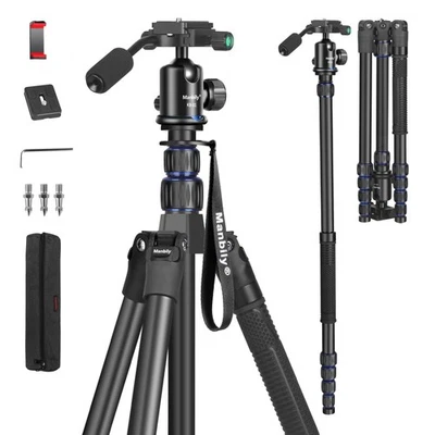 Camera Tripod, 74" Aluminum Travel Tripod Monopod Stand for Camera DSLR Phone...
