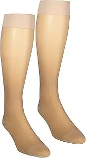 NuVein Sheer Compression Stockings, 15-20 mmHg Support, Women's Medium Denier Nylons, Knee High, Closed Toe