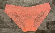 NWT VICTORIA'S SECRET MEDIUM PEACH GOLD SHINE SHIMMER LACE RARE CHEEKINI PANTIES