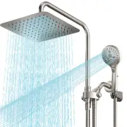 10 Inch Big Square Rain/Rainfall Shower Head with Adjustable Height, High Pre...