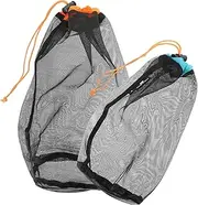 Gogogmee 2Pcs Outdoor Storage Pouch Lightweight Mesh for Clothes Durable Multi Use Drawstring Pouch for Camping Organizing Clothes Valuables