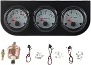 aqxreight - 52mm Triple Gauge Kit, Oil Volt Water Gauge, Oil Pressure, Voltage,and Water Temperature, 3 in 1 Car Triple Meter Auto Gauge Set