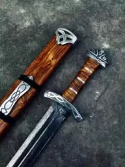 Hand Forged Damascus Steel Sword "Battle Ready "Viking Medieval Free Shipping