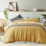 Vintage Design Homewares 100% Linen Ochre Quilt Cover Set (Single, Double, Queen, King, Super King)