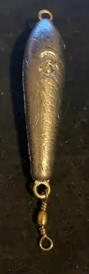 5 Count of 3oz In - Line Trolling Sinker with #7 Barrel Swivel
