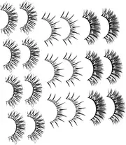 Healeved 10 Pairs Rhinestone Fake Eyelashes Natural Look for Makeup Lightweight Eyelash Extension Supplies for All Occasions
