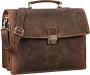 [STILORD] Noel' Briefcase Leather Men's Vintage Large Classic Work Bag Office Bag Shoulder Bag Document Bag with Laptop Compartment 13.3 Inch and Trolley Loop